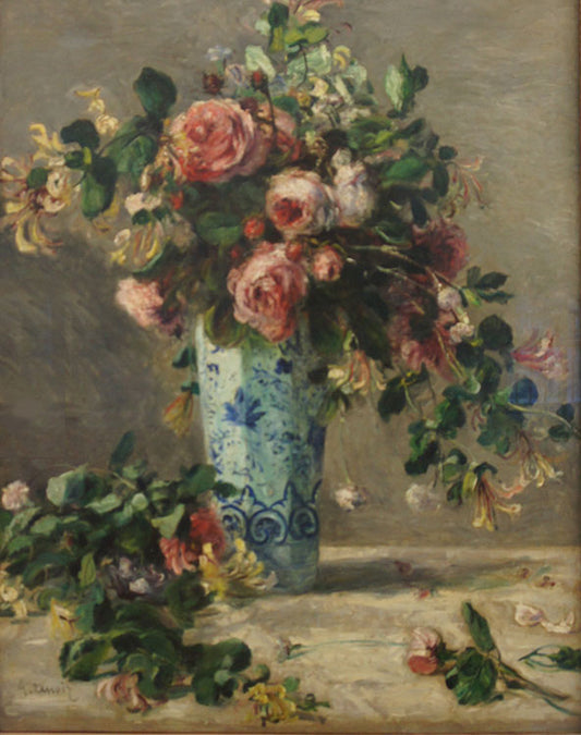 Roses and Jasmine in A Delft Vase
